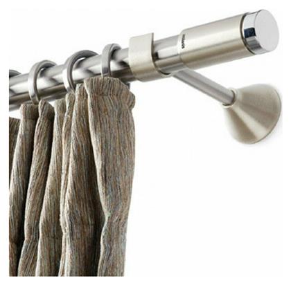 Aslanis Home Μεταλλικό Κουρτινόξυλο Titan Μονό Φ25mm 160εκ. Νίκελ Σατινέ