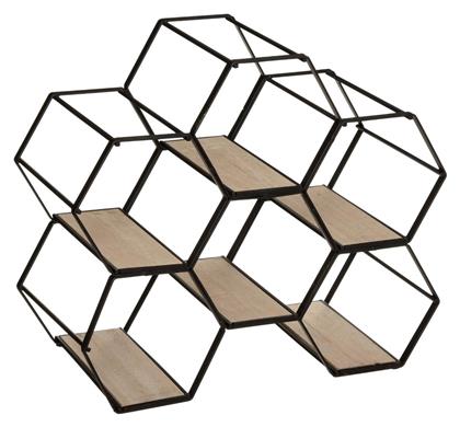 Atmosphera Επιτραπέζια Μπουκαλοθήκη A-S Hexa Μεταλλική Μαύρο-Καφέ 173416