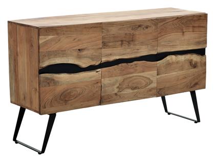 Μπουφές Imena από Μασίφ Ξύλο & Μέταλλο Φυσική Απόχρωση, Μαύρα Μεταλλικά Πόδια 148x43.5x86cm