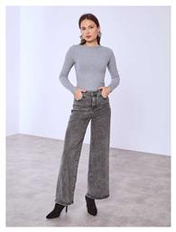 Celestino Γυναικείο Τζιν Wide Leg Βαμβάκι Loose Fit Γκρι Σκούρο