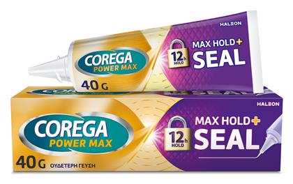 Corega Max Hold+ Seal Στερεωτική Κρέμα Τεχνητής Οδοντοστοιχίας για την προστασία από την Εισχώρηση των Τροφών 40gr