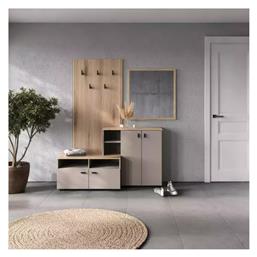 Ebro Έπιπλο Εισόδου με Καθρέπτη & Παπουτσοθήκη Oak-cappuccino 150.3x41.2x204.7εκ.