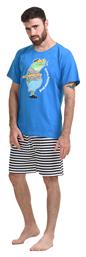 Gazzaz Ανδρική Βαμβακερή Πυτζάμα ''good Morning Honey''-001007 Μπλε Ρουά