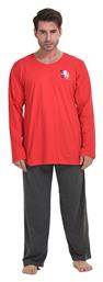 Gazzaz Ανδρική Βαμβακερή Πυτζάμα Plus Size 1xl-4xl 010125 Κόκκινο