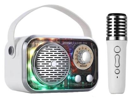 Ηχείο Karaoke με Ασύρματο Μικρόφωνο και Εφέ Φωτισμού TS04239-2 σε Λευκό Χρώμα