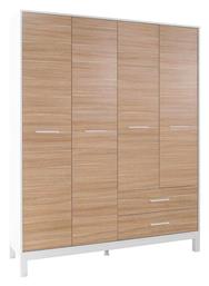 London Τετράφυλλη Ντουλάπα 159x52x202cm Oak / Λευκό