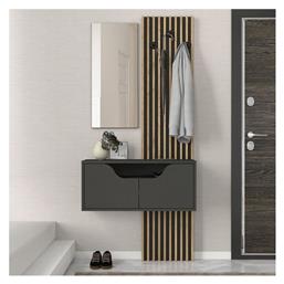 Naro Έπιπλο Εισόδου με Καθρέπτη / Κρεμάστρα & Παπουτσοθήκη Ανθρακί - Sepet Oak 90x35x204.2εκ.