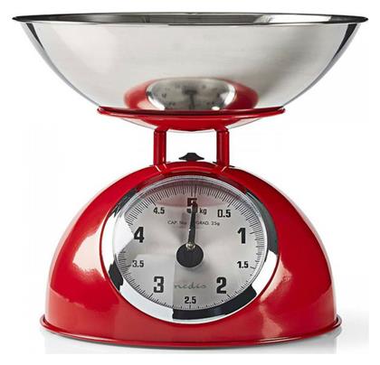 Nedis Αναλογική Ζυγαριά Κουζίνας με Κάδο 10gr/5kg Κόκκινη