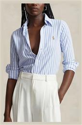 Ralph Lauren Μακρυμάνικο Γυναικείο Πικέ Πουκάμισο Γαλάζιο Ριγέ