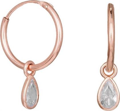 Ροζ επίχρυσα κρικάκια 925 με κρεμαστά ζιργκόν σε δάκρυ 035699 035699 Ασήμι