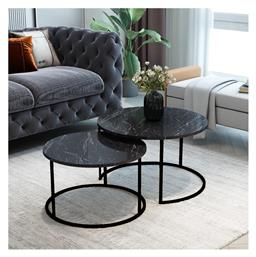 Σετ Ζιγκόν Solme 2τμχ 75x75x45cm Μαύρο Μαρμάρου