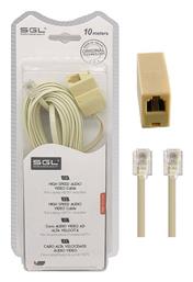 SGL Flat Τηλεφωνικό Καλώδιο RJ11 6P4C 10m Μπεζ (095002)