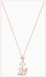 Swarovski Dazzling Swan Y Κολιέ με Ροζ Επιχρύσωση