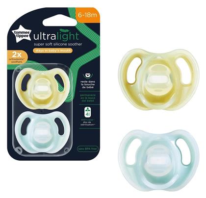 Tommee Tippee Ultra Light Ορθοδοντικές Πιπίλες Σιλικόνης Κίτρινο/Γαλάζιο για 6-18 μηνών 2τμχ