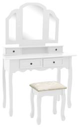 Τουαλέτα Κρεβατοκάμαρας Ξύλινη Λευκή με Καθρέπτη 100x40x146εκ.