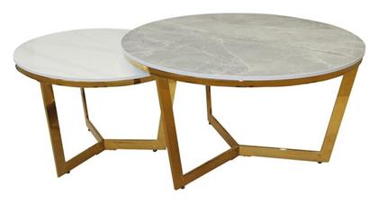Τραπεζάκι Σαλονιού Otto 80x80cm Χρυσό/Γκρι