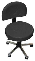 Τροχήλατο Σκαμπό Ιατρείου Πλάτη & Ανοξείδωτη Βάση Μαύρο