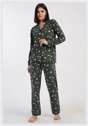 Vienetta Secret Χειμερινό Γυναικείο Σετ Πιτζάμας Βαμβακερό Πράσινο