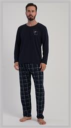 Vienetta Secret Plus Size Χειμερινή Καρό Ανδρική Πιτζάμα Μπλε Μαρίν