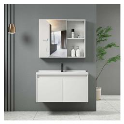 Woodwell IDEA-1 Πάγκος με Νιπτήρα & Καθρέπτη Μ60xΒ45xΥ47cm Άσπρο