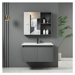 Woodwell IDEA-1 Πάγκος με Νιπτήρα & Καθρέπτη Μ60xΒ45xΥ47cm Γκρι