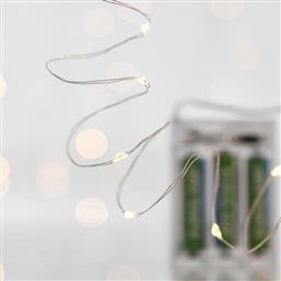 20 Λαμπάκια LED Θερμό Λευκό 1mm, Σειρά, Ασημί Καλώδιο Μπαταρίας 2.50m Eurolamp από το Esmarket