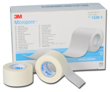 3M Micropore Χάρτινες Επιδεσμικές Ταινίες 2.5cm x 9.1m 12τμχ