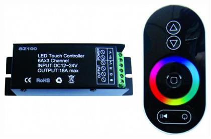Aca Ασύρματο RGB Controller Αφής RF με Τηλεχειριστήριο RGB Power Controller 18A Λωρίδες RGB SZ100-TOUCH από το Designdrops