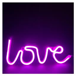 Aca Διακοσμητικό Φωτιστικό Love Neon Μπαταρίας σε Ροζ Χρώμα από το Spitishop