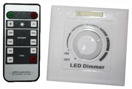 Aca Επιτοίχιος Διακόπτης Dimmer με Πλαίσιο LED Περιστροφικός 200W για ταινίες Μονόχρωμες Χειροκίνητο και Τηλεχειριζόμενο 230VAC σε Λευκό Χρώμα