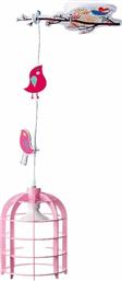 Aca Κλουβάκι Πουλιού Μονόφωτο Παιδικό Φωτιστικό Κρεμαστό από Πλαστικό 60W με Υποδοχή E27 Ροζ 20cm