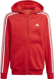 Adidas Αθλητική Παιδική Ζακέτα Φούτερ με Κουκούλα Κόκκινη Essentials 3-Stripes από το Cosmos Sport