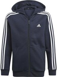 Adidas Αθλητική Παιδική Ζακέτα Φούτερ με Κουκούλα Navy Μπλε Essentials 3-Stripes