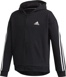 Adidas Αθλητική Παιδική Ζακέτα με Κουκούλα Μαύρη 3-Stripes