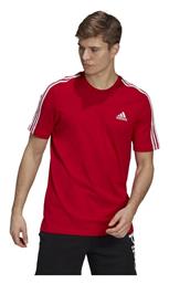 Adidas Essentials 3-Stripes Ανδρικό Αθλητικό T-shirt Κοντομάνικο Κόκκινο