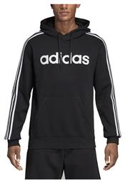 Adidas Essentials 3-Stripes Ανδρικό Φούτερ με Κουκούλα και Τσέπες Μαύρο