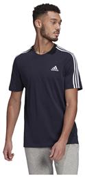 Adidas Essentials 3-Stripes Ανδρικό T-shirt Κοντομάνικο Navy Μπλε από το MybrandShoes