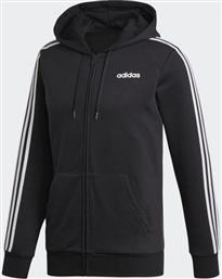 Adidas Essentials 3 Stripes Ανδρικό Φούτερ Ζακέτα με Κουκούλα και Τσέπες Μαύρη DQ3101 από το Athletix