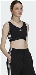 Adidas Essentials 3 Stripes Γυναικείο Αθλητικό Μπουστάκι Μαύρο με Αφαιρούμενη Ενίσχυση