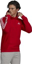 Adidas Essentials Ανδρικό Φούτερ με Κουκούλα και Τσέπες Fleece Κόκκινο