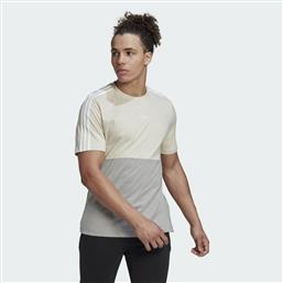 Adidas Essentials Colorblock Ανδρικό T-shirt Aluminium / Mgh Solid Grey / Orbit Green με Στάμπα από το SportsFactory