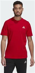Adidas Essentials Embroidered Ανδρικό T-shirt Κόκκινο Μονόχρωμο από το MybrandShoes