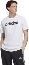 Adidas Essentials Single Jersey Linear Embroidered Αθλητικό Ανδρικό T-shirt Λευκό με Λογότυπο