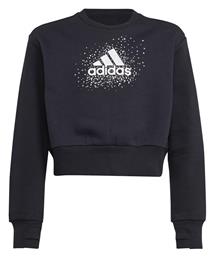 Adidas Fleece Παιδικό Φούτερ Μαύρο Glam Crew Sweatshirt