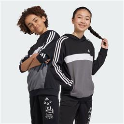 Adidas Fleece Παιδικό Φούτερ με Κουκούλα και Τσέπες Μαύρο