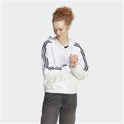 Adidas Γυναικεία Ζακέτα Φούτερ με Κουκούλα Λευκή