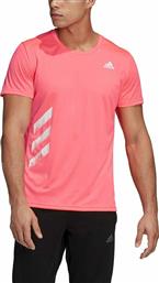 Adidas Run It 3-Stripes PB Αθλητικό Ανδρικό T-shirt Signal Pink με Λογότυπο από το Cosmossport