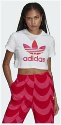 Adidas Trefoil Κοντομάνικο Αθλητικό Crop Top Λευκό