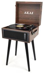 Akai ATT-101 BT Βαλιτσάκι Πικάπ με Προενίσχυση και Ενσωματωμένα Ηχεία Καφέ
