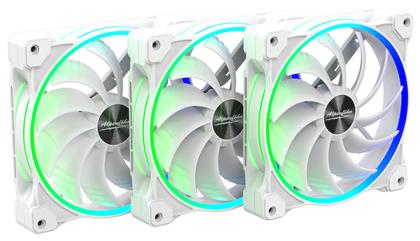 Alpenfoehn Wing Boost 3 ARGB Case Fan 140mm με Σύνδεση 4-Pin PWM / 3-Pin 3τμχ White Edition